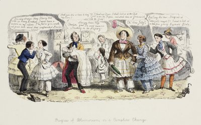 Il Progresso del Bloomerismo o, un Cambiamento Completo, da Punch, 1852 da English School